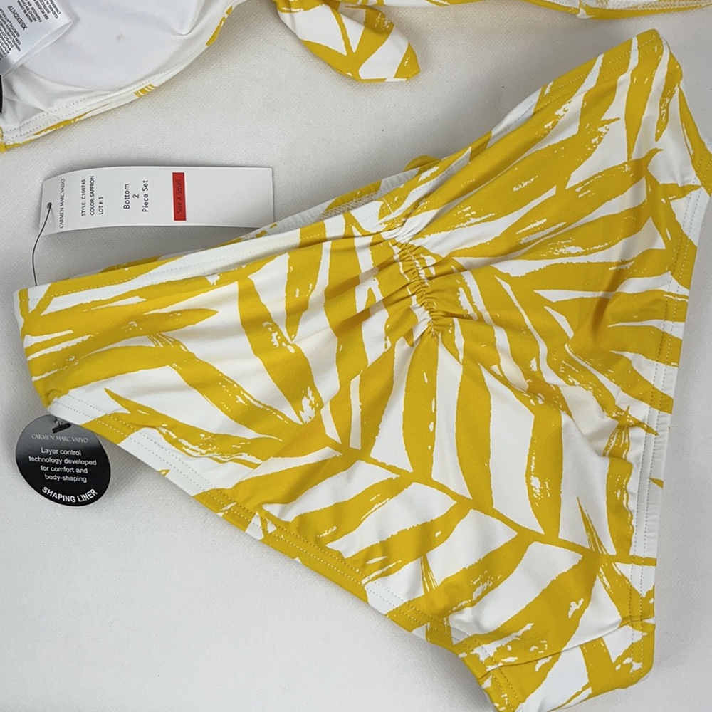 Carmen Marc Valvo Yellow Tropical Print Swimsuit - Picture 9 of 12